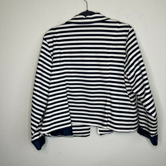Lane Bryant Navy & White Striped Moto Jacket Blazer Women's Size 16 - Picture 9 of 9